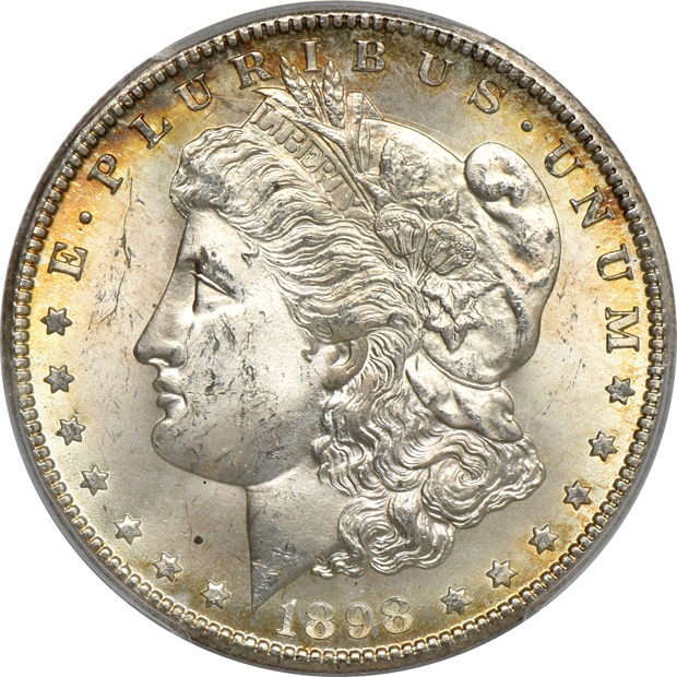 1885 NGC MS-64, 1886 PCGS MS-62, and 1898-O PCGS MS-64