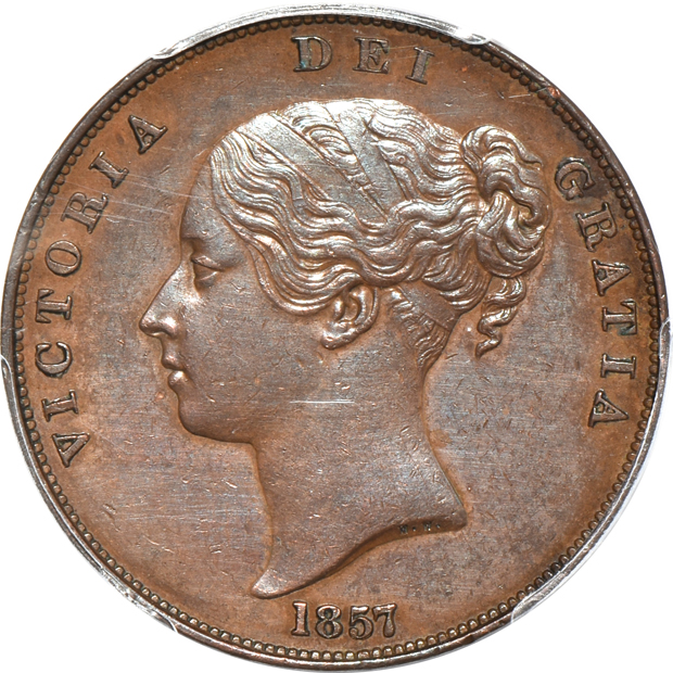 Great Britain - 1841, 1851 and 1857 pennies, all PCGS AU-58