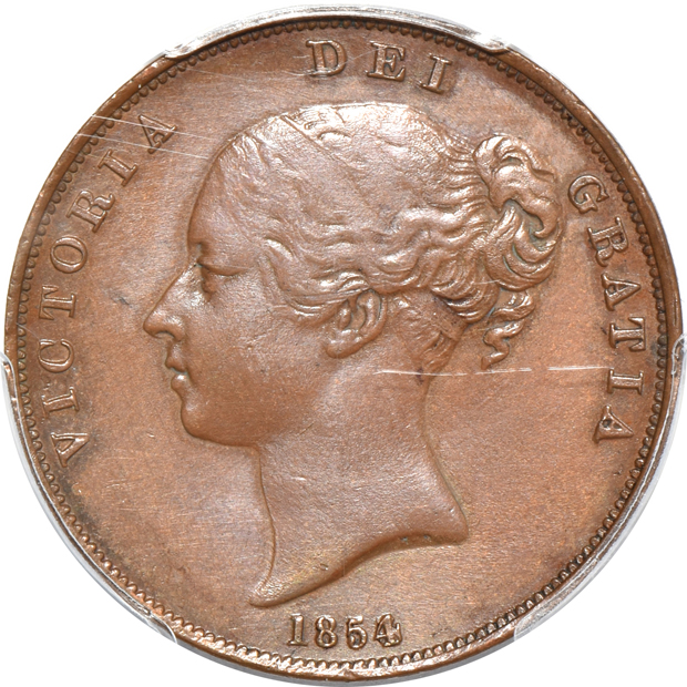 Great Britain - 1853, 1854/3, 1858 pennies, all PCGS