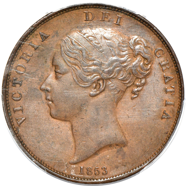 Great Britain - 1853, 1854/3, 1858 pennies, all PCGS