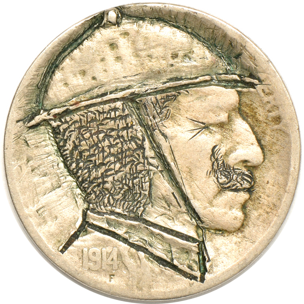 Three "hobo" nickels