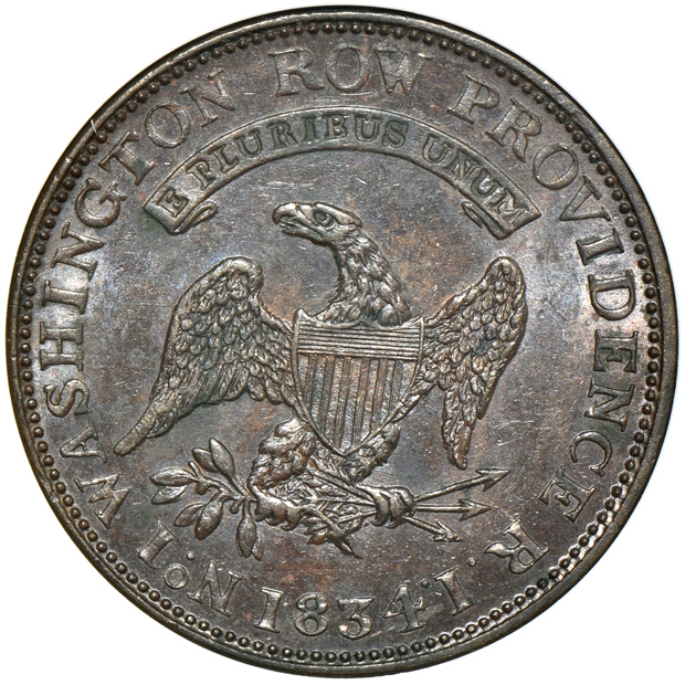 1834 HT-427 MS-62 BRN, 1837 HT-297 MS-62 BRN, and an 1837 HT-304 AU-55, all ANACS