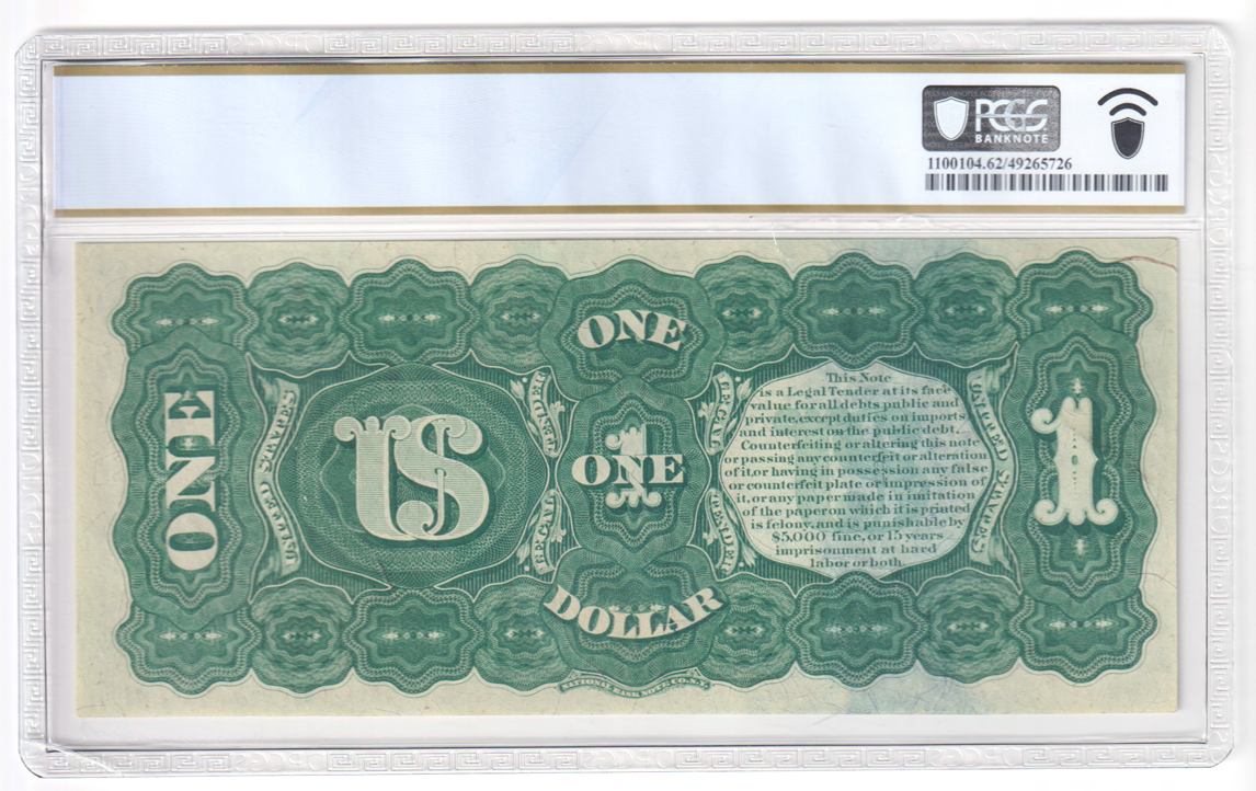 1869 $1 Rainbow Note Fr# 18 - PCGS CU-62 PPQ