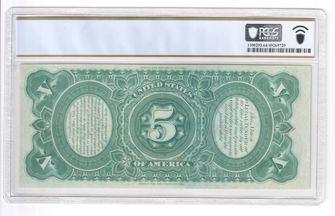 1869 $5 Woodchopper Rainbow Note Fr# 64 - PCGS ChCU-64