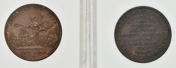 Six hard times tokens certified by ANACS
