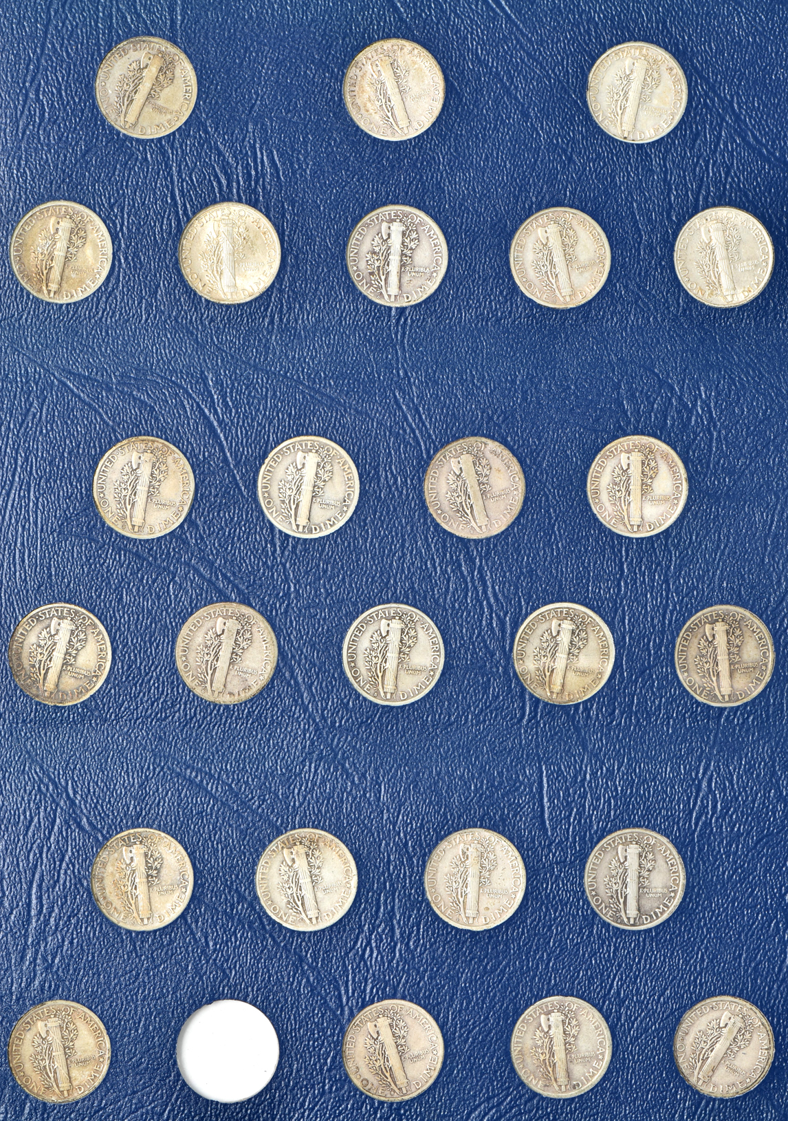 Collection of Mercury dimes in a Whitman 9413 album