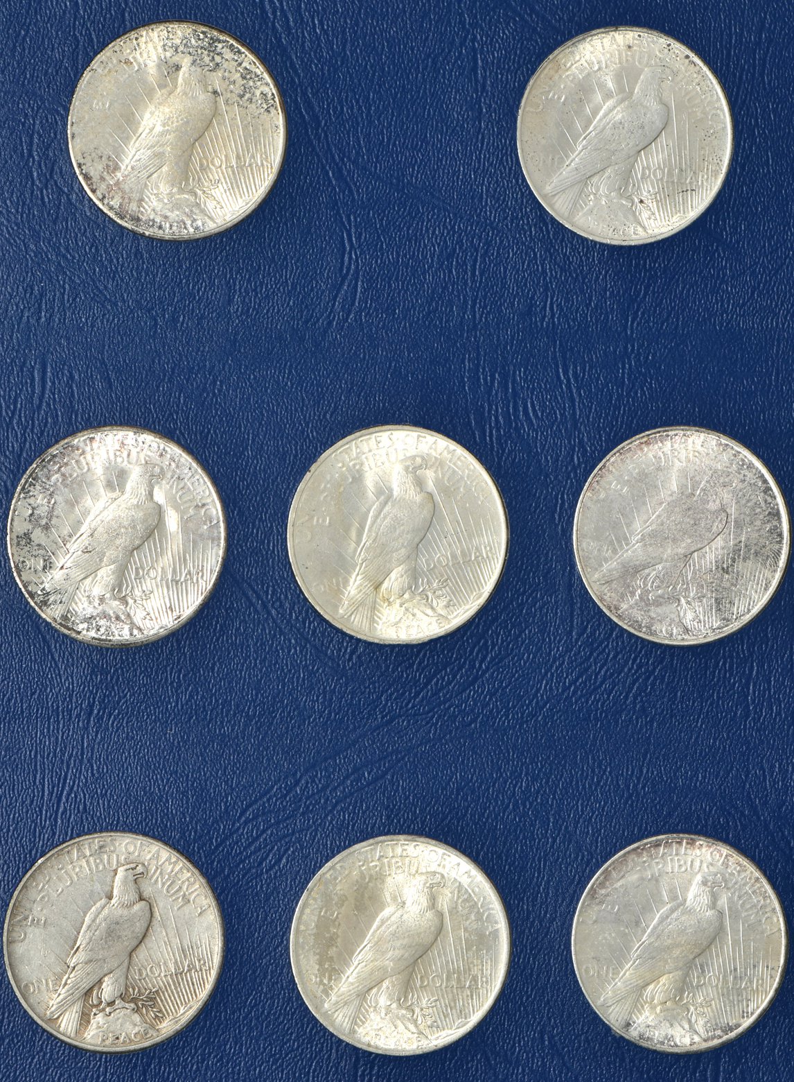 Nearly complete collection of Peace dollars in a Whitman 9430 album
