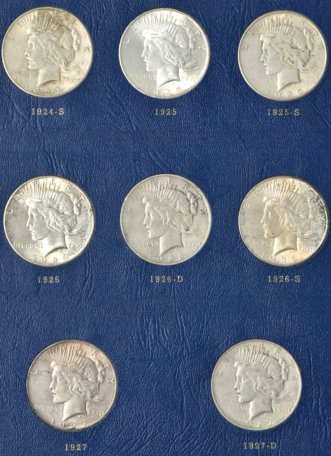Nearly complete collection of Peace dollars in a Whitman 9430 album
