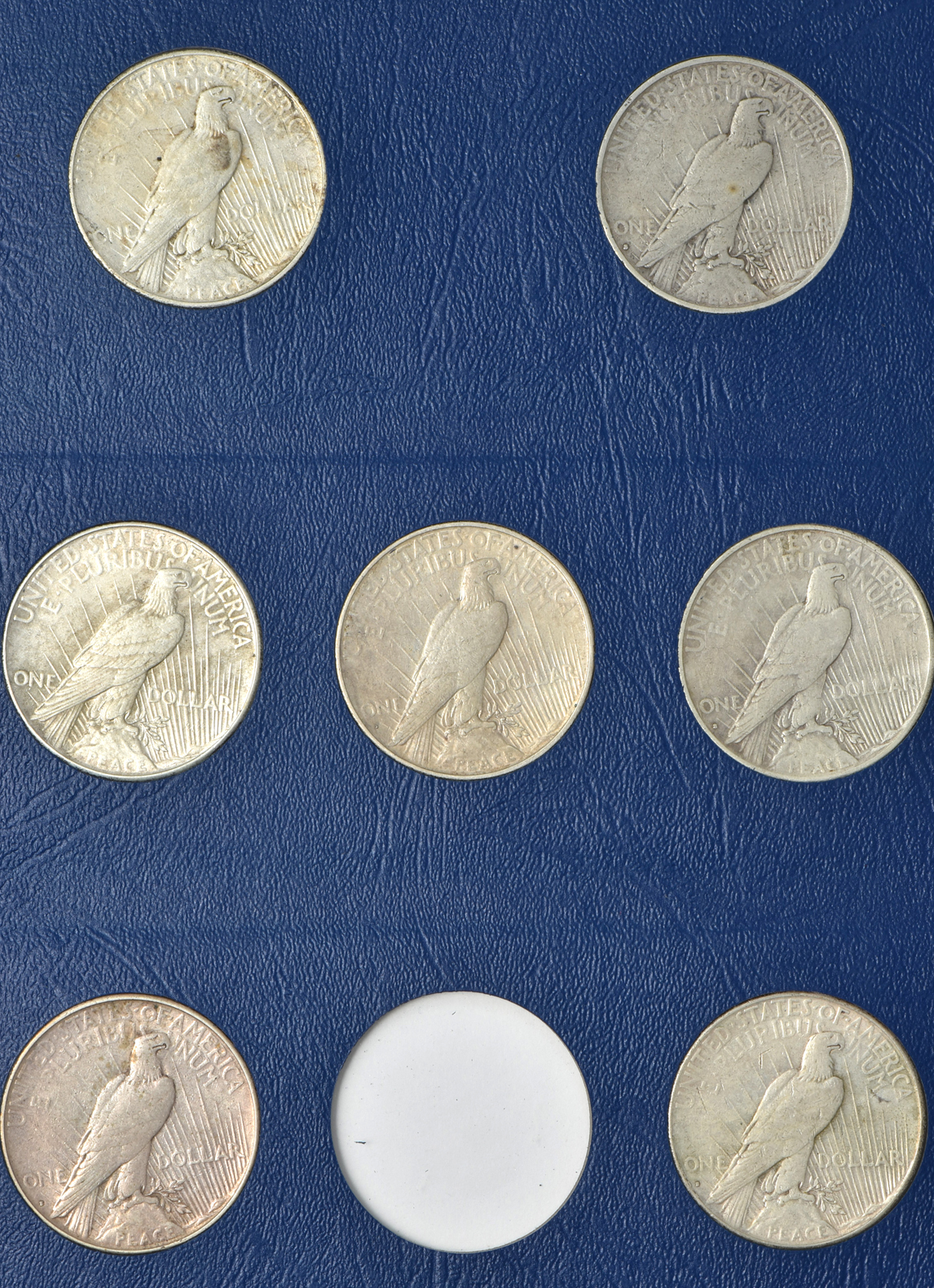 Nearly complete collection of Peace dollars in a Whitman 9430 album