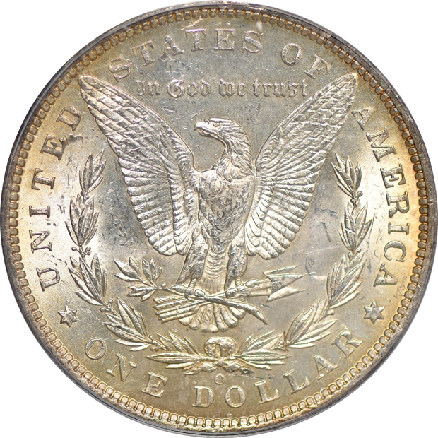 1879-S, 1885-O, and an 1898-O, all PCGS MS-64 (doily)
