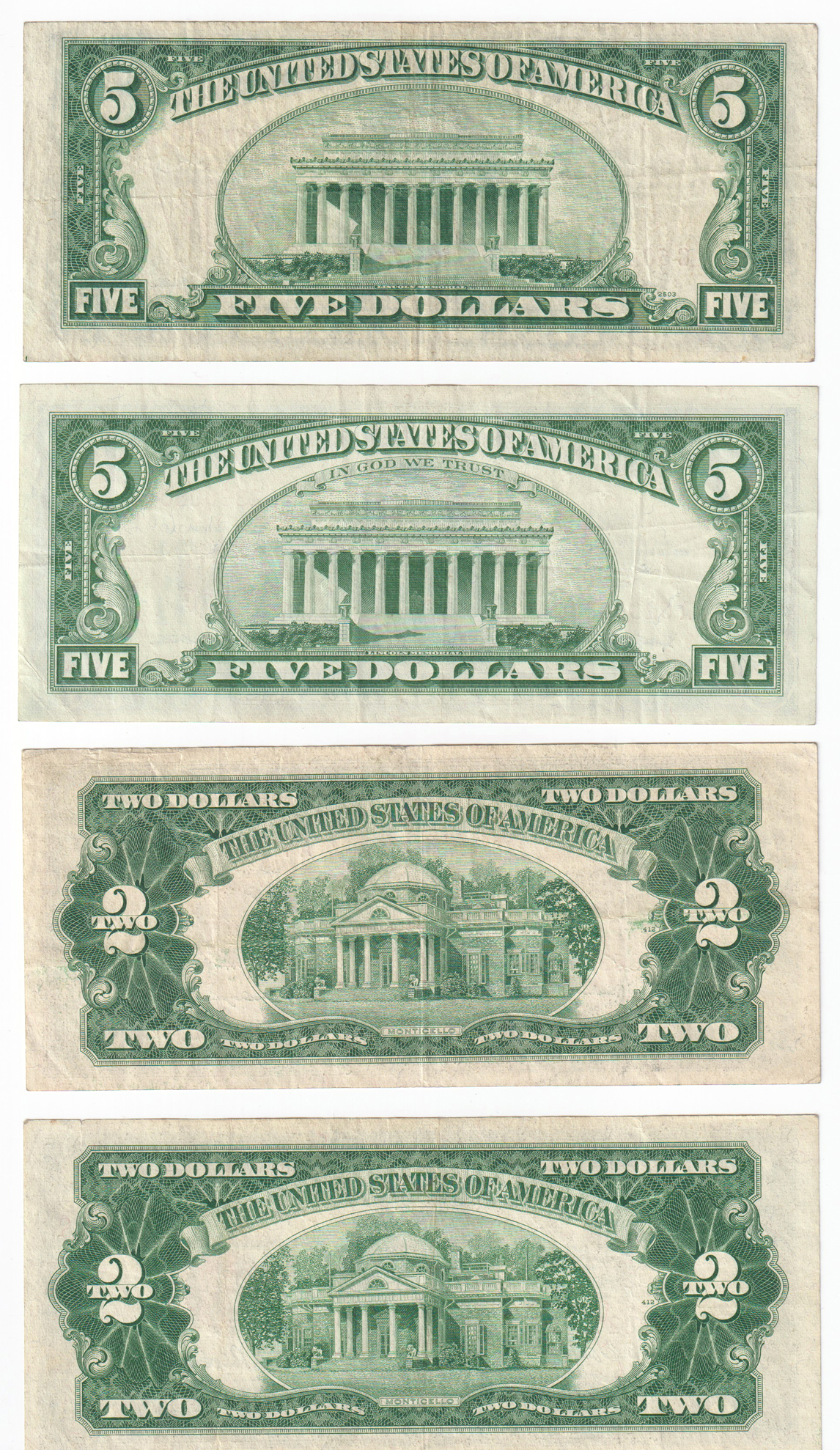 Thirty $2 and Eleven $5 Red Seal, circulated