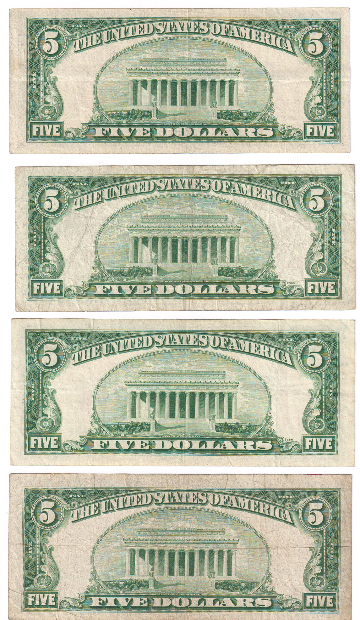 Thirty $2 and Eleven $5 Red Seal, circulated