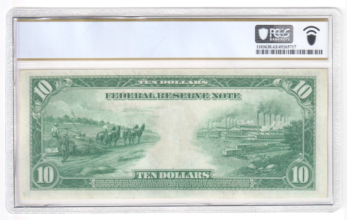 1914 $10 St. Louis Red Seal Fr# 899A - PCGS ChCU-63