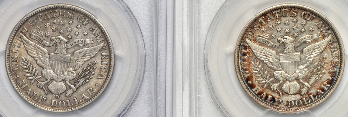 Four Barber half-dollars certified XF-40 by PCGS