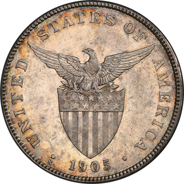 1905-S 50 centavos PCGS AU-58