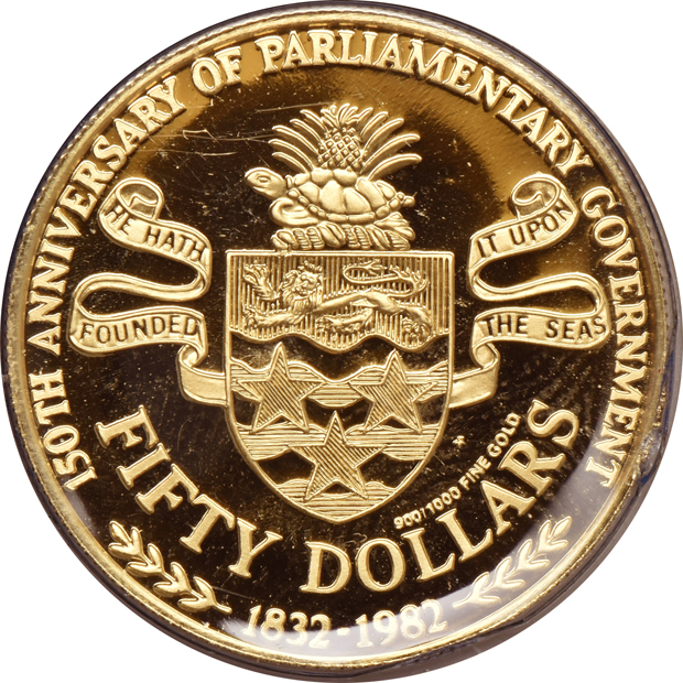 Cayman Islands - 1982 $50 in original Franklin Mint folder