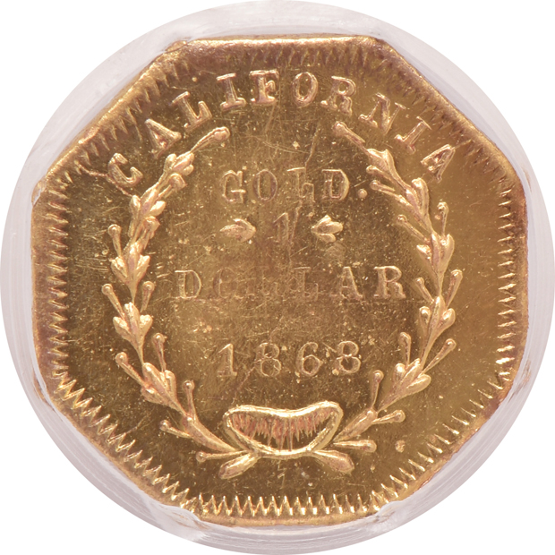 1868 $1 Octagonal BG-1105 NGC MS-62