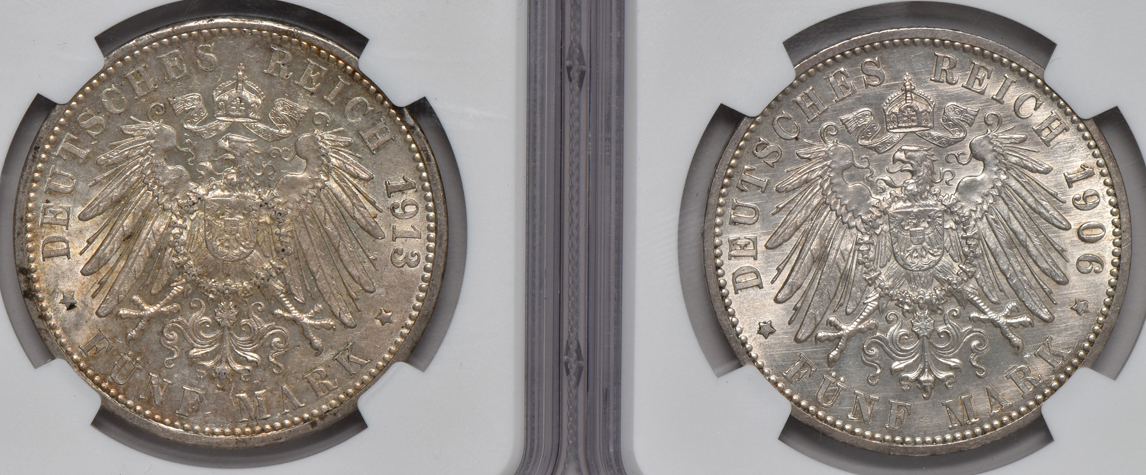 Germany - Five silver coins certified by NGC