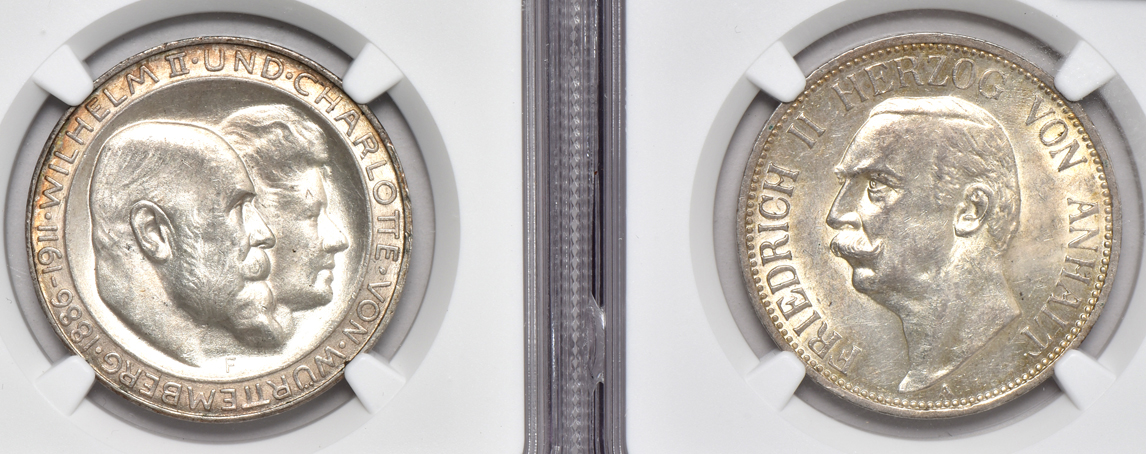 Germany - Five silver coins certified by NGC