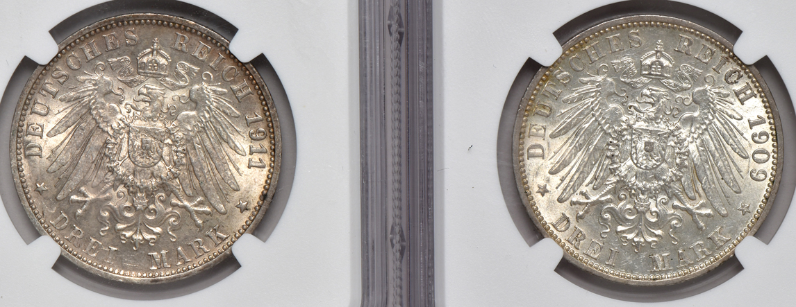 Germany - Five silver coins certified by NGC