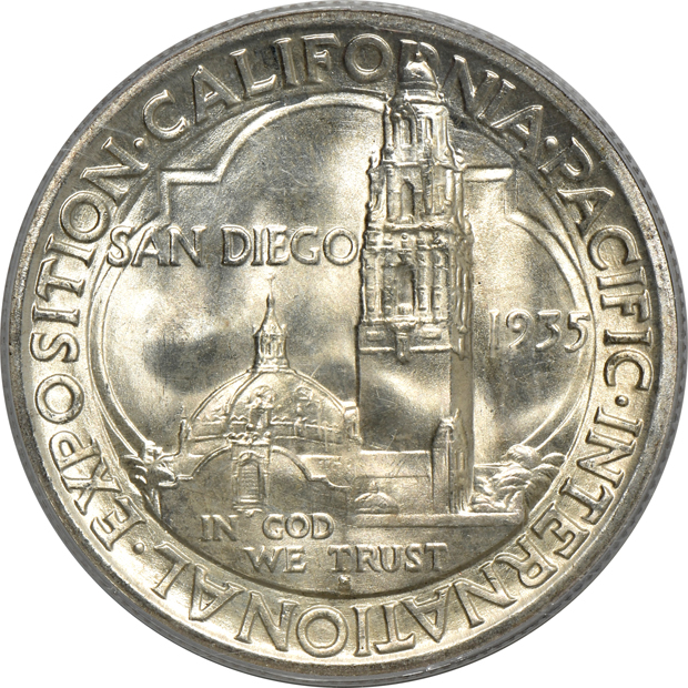 Five UNC silver commemorative half-dollars, all PCGS (green label)