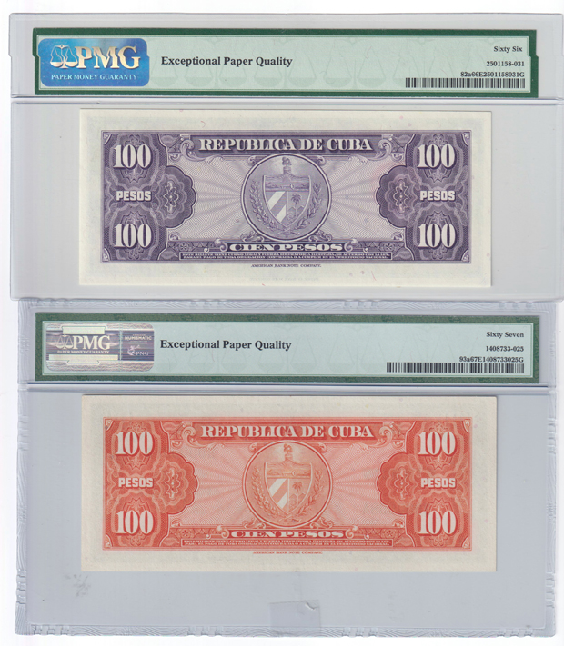 Cuba - Seven PMG certified UNC pre-embargo notes