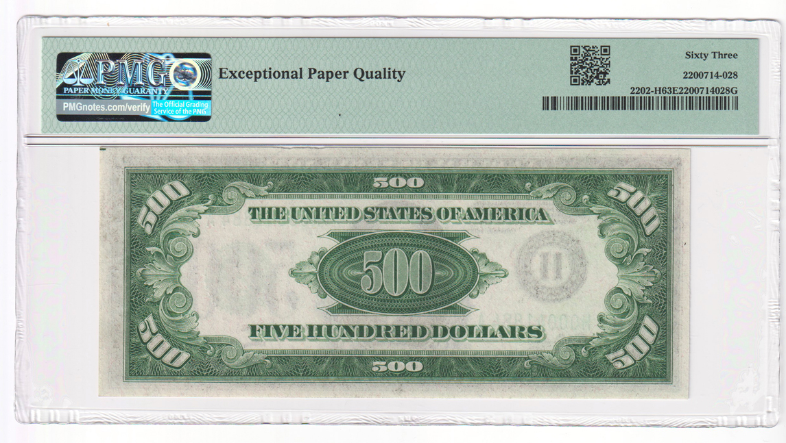 1934-A $500 St. Louis Fr# 2202-H - PMG CU-63 EPQ