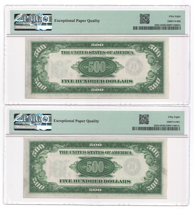 Five 1934-A $500 St. Louis Fr# 2202-H - PMG AU-58