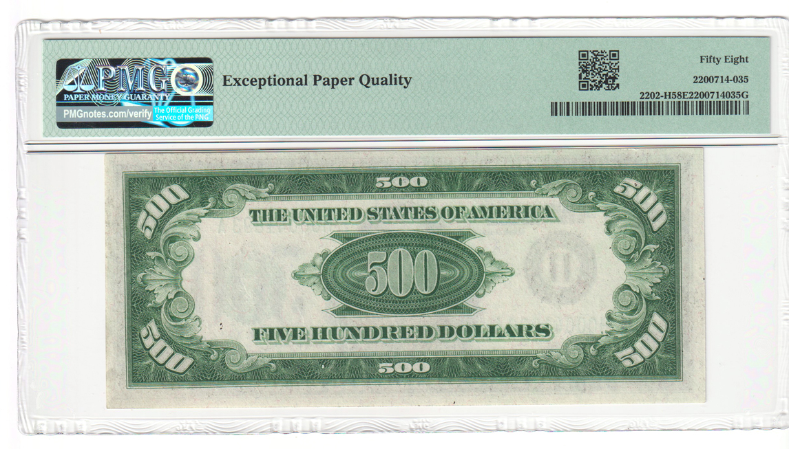 Three sequential 1934-A $500 St. Louis Fr# 2202-H - PMG AU-58 EPQ