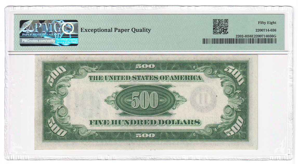 Three sequential 1934-A $500 St. Louis Fr# 2202-H - PMG AU-58 EPQ