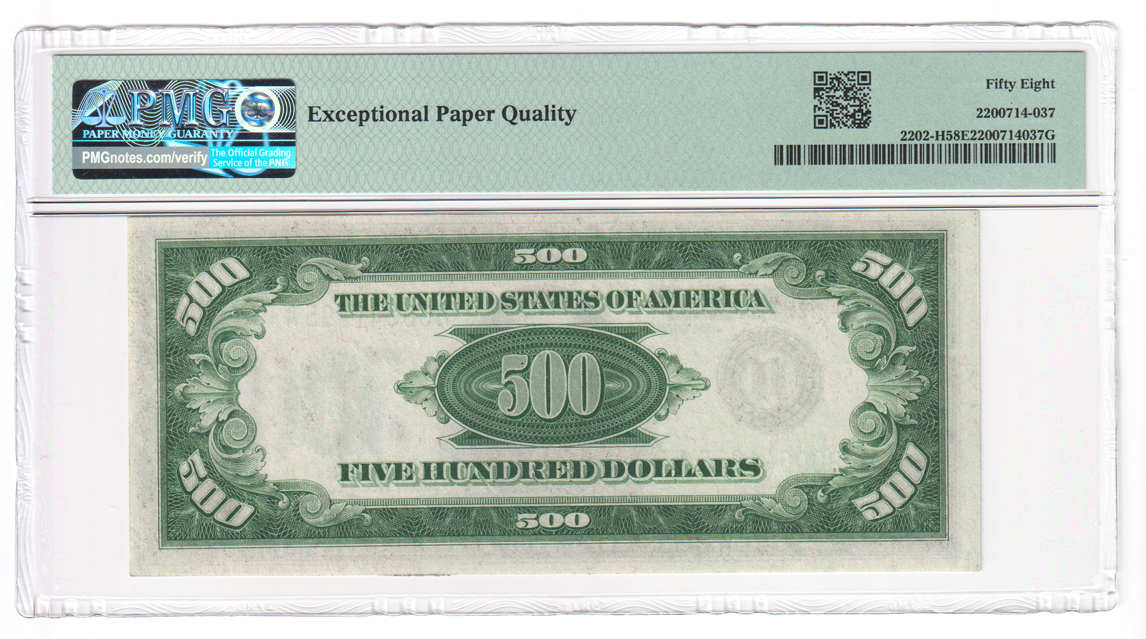 Three sequential 1934-A $500 St. Louis Fr# 2202-H - PMG AU-58 EPQ