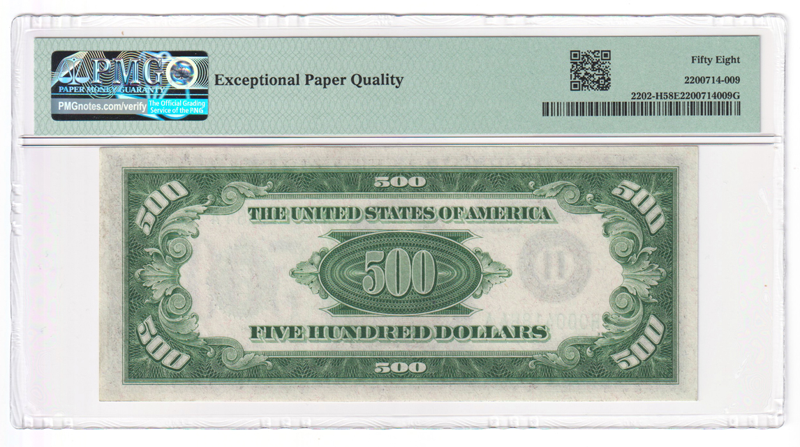 Three sequential 1934-A $500 St. Louis Fr# 2202-H - PMG AU-58 EPQ