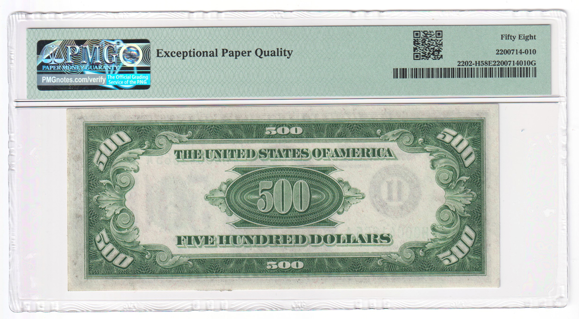 Three sequential 1934-A $500 St. Louis Fr# 2202-H - PMG AU-58 EPQ