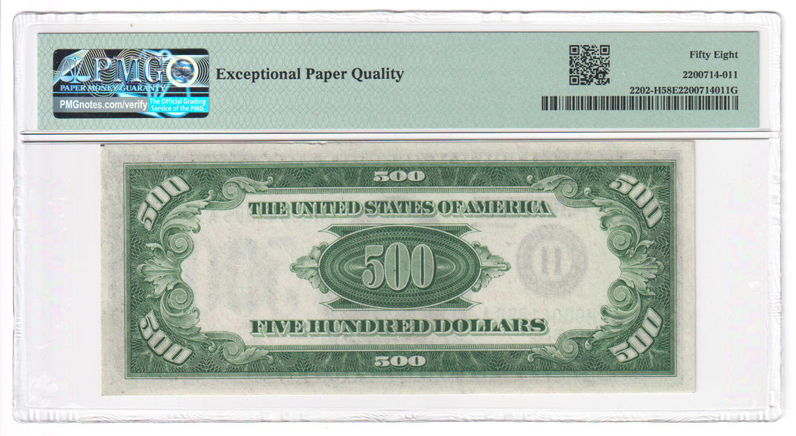Three sequential 1934-A $500 St. Louis Fr# 2202-H - PMG AU-58 EPQ