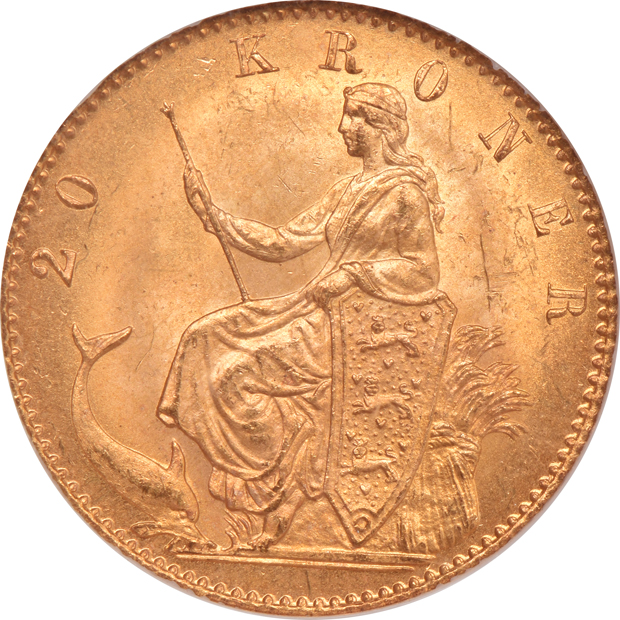 Denmark - 1873 20 kroner - NGC MS-65