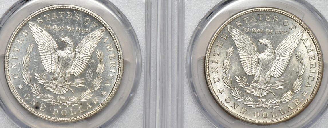 1886-S MS-62, and an 1887-S MS-64, both PCGS