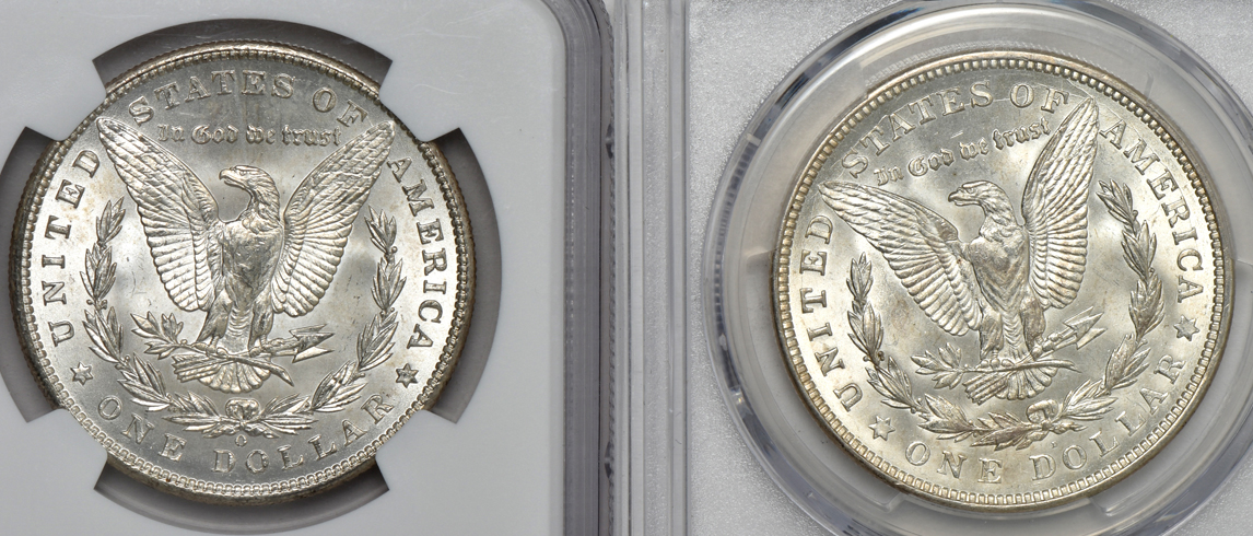 1898-O NGC MS-65, and a 1921-D PCGS MS-64, both CAC