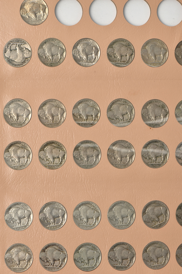 Complete collection of Buffalo nickels in a Dansco 7112 album
