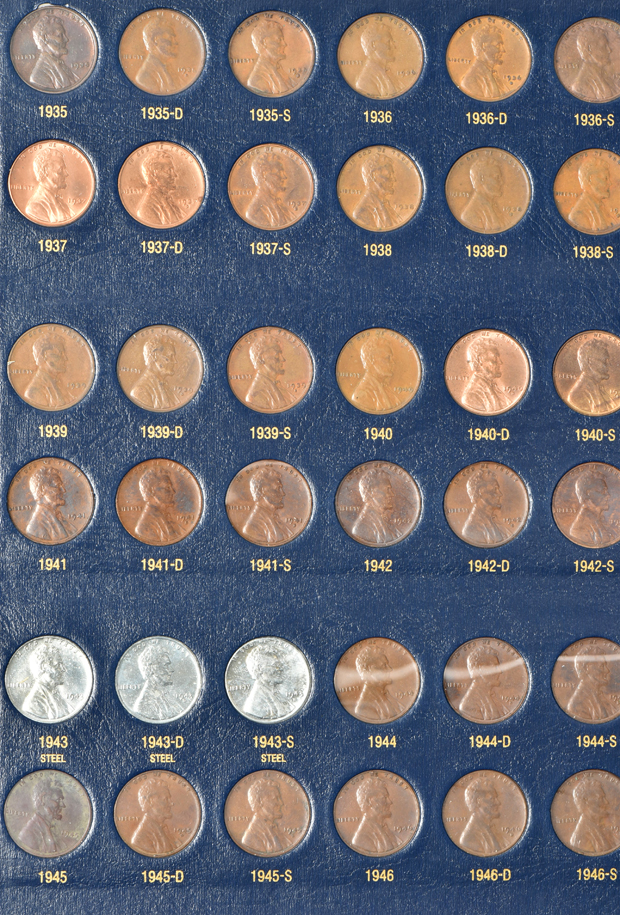 Collection of Lincoln cents in a Whitman Classic 9112 album
