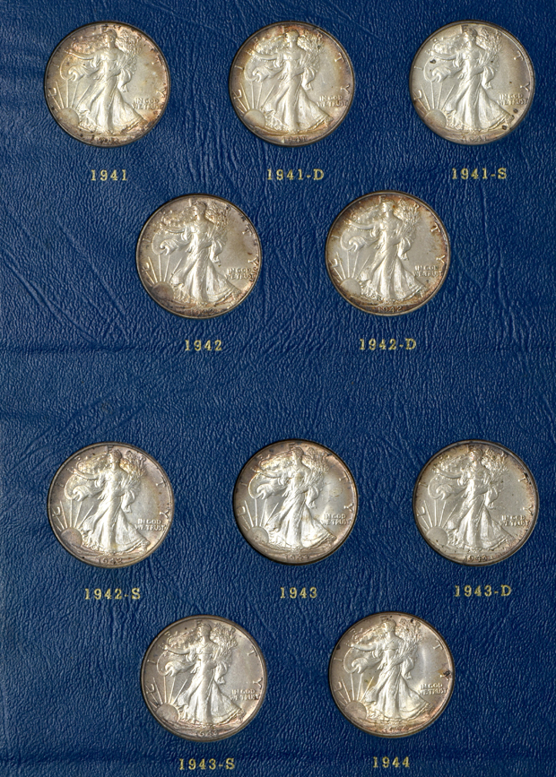 Mercury Dime Set minus 1916-D, and Walking Liberty short-set