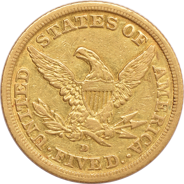 1843-D Small D XF detail/cleaned