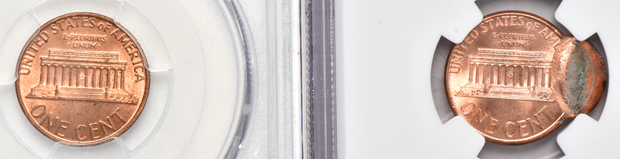 Pair of Lincoln Memorial cent errors