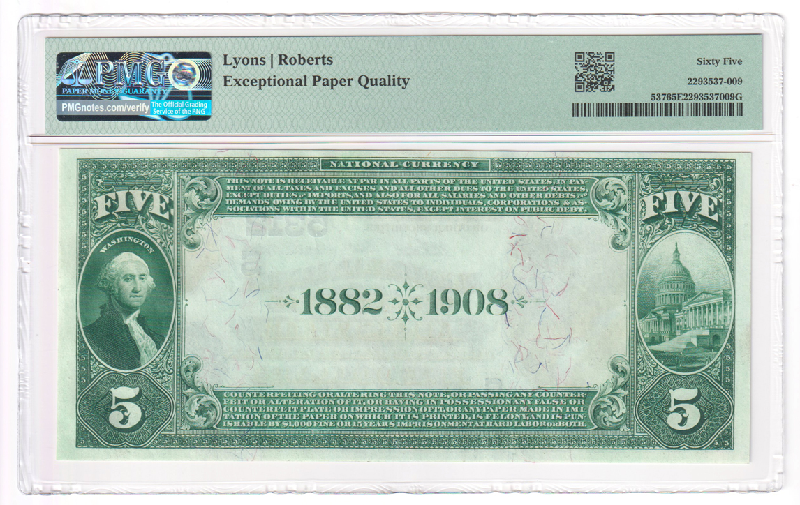 Five 1882 $5 Date Back - Louisville, KY Charter #5312 - all PMG GemCU-65 EPQ
