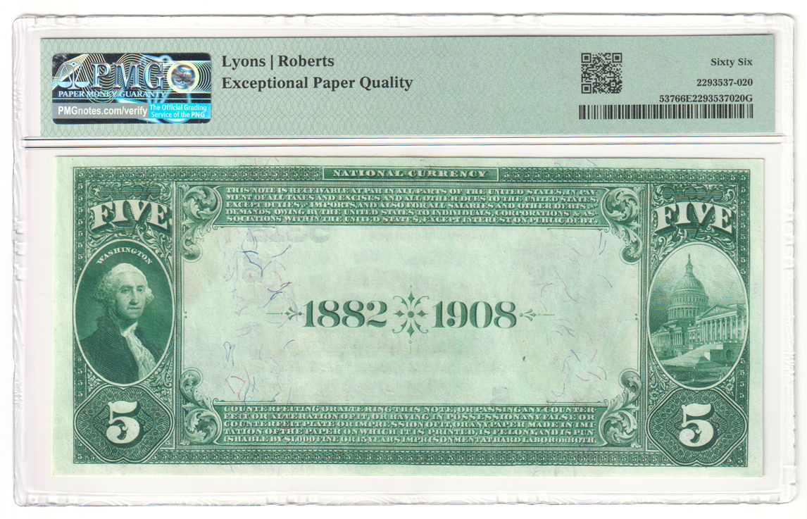 Five 1882 $5 Date Back - Louisville, KY Charter #5312 - all PMG GemCU-66 EPQ