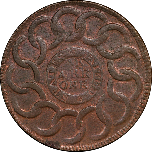 1787 Fugio cent, Newman 11-X, PCGS MS-63BN