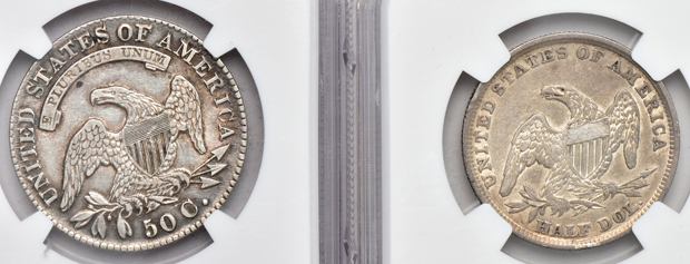 1830 Large 0 AU-50, and an 1839 Capped XF-45, both NGC