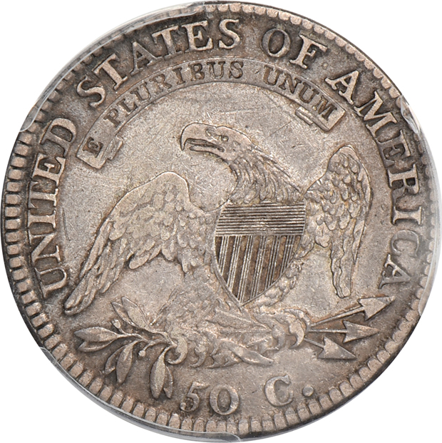 Five PCGS certified Capped Bust half-dollars
