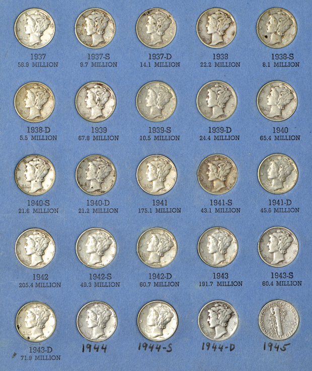 Complete Mercury Dime collection in a Whitman 9014 album 