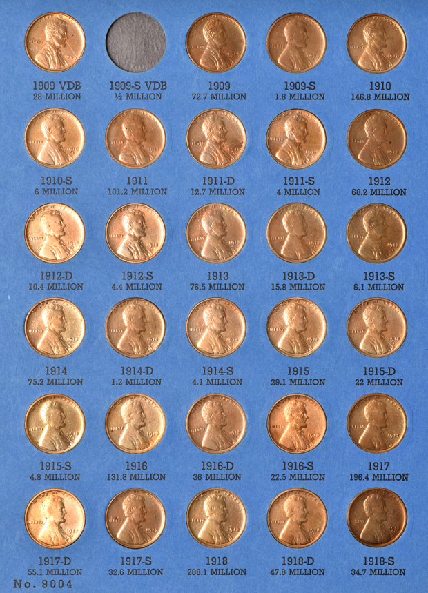 Nearly Complete Small Cents collection in Whitman albums, 1857 - 1961-D