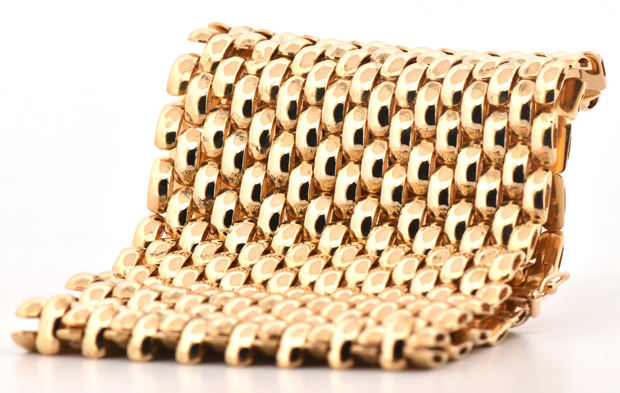 18K Yellow Gold Wide Mesh Bracelet